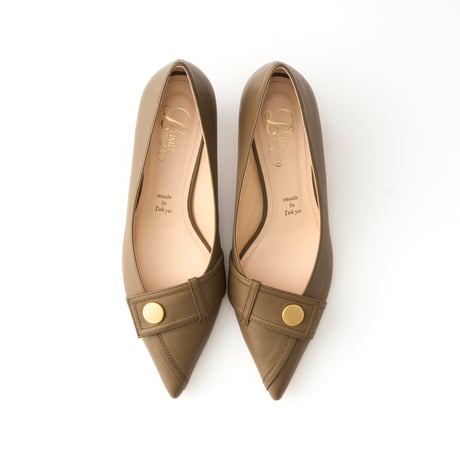 メタルボタンモチーフポインテットパンプス/Metal button motif pointed pumps L0283 (KHKAI）