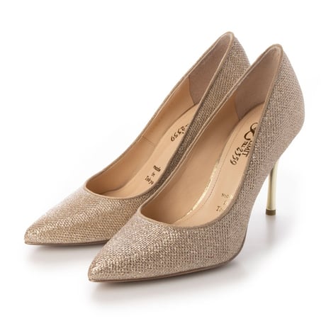 グリッターメッシュメタルヒールパンプス 9cm/Glitter mesh metal heel pumps L0235 (GOLD）