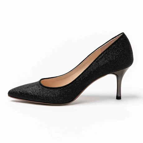 グリッターメッシュメタルヒールパンプス 7cm/Glitter mesh metal heel pumps L0234 （BLACK）