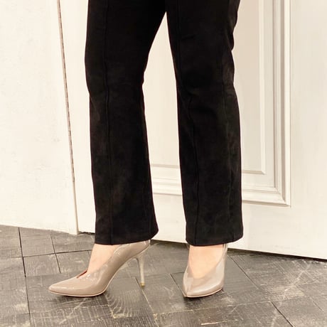 Ｖカットデザインエナメルパンプス / V-cut design enamel pumps L0212（GRAY/E）