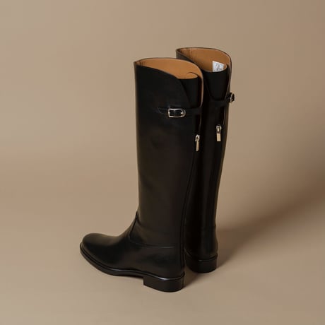 ワンストラップバックジップジョッキーブーツ/One strap back zip jockey boots L0233（BLACK）