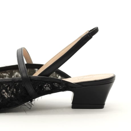 チュールスリングバッグパンプス / tulle slingback pumps L0296 BLACK/F