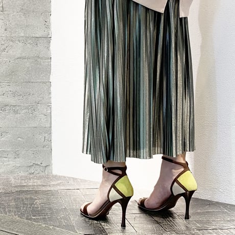 カラーパネルネックストラップサンダル/Color panel neck strap sandals L0219 (BROWN)