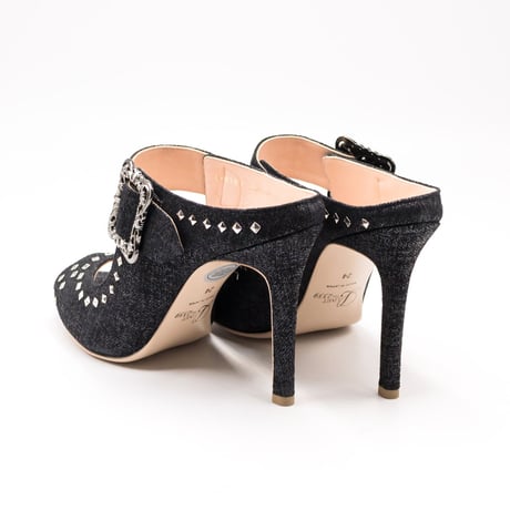 オープントゥスタッズドミュール  / Open toe studded mules L0180 (DENIM）