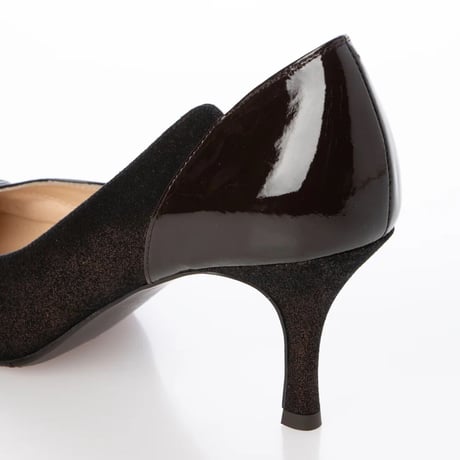 コンビネーションエナメルポインテットトゥパンプス/Combination enamel pointed toe pumps  L0241 （D.BROWN）