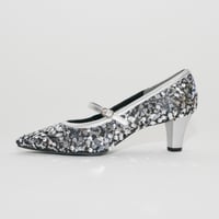 メリージェーンチュールスパンコール六角形ヒールパンプス/mary jane tulle spangle hexagon heel pamps(L0275)SILVER/SP