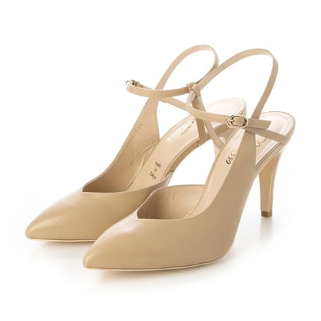 ポインテッドネックベルトパンプス/Pointed neck belt pumps L0253 (BEIGE）
