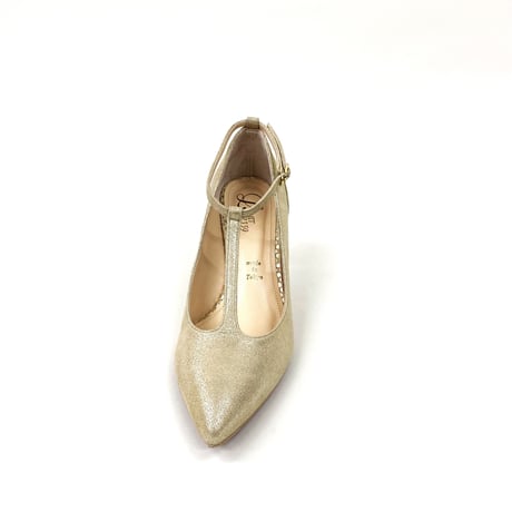 Tストラップ  ポインテット  グリッターヒール  パンプス/T-strap pointed toe glitter heel pumps L0111A  (LGO)