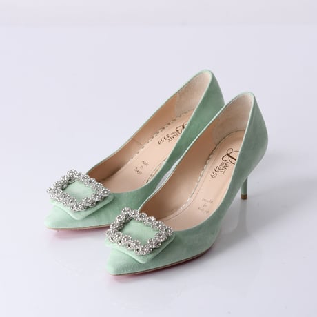 ビジューバックルヒールパンプス / Bijou buckle heel pumps L0221（L.GREEN/S）