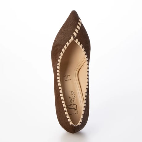 ポニーレザーデザインポインテットトゥパンプス/Pony leather design pointed toe pumps L0259 (BROWN)
