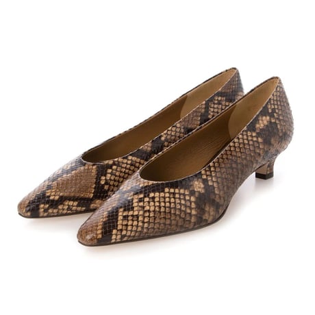 スリムスクエアトゥローヒールパンプス/Slim square toe low heel pumps L0243（SNAKE）