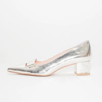 ポインテッドデザインチャンキーパンプス/ Pointed design chunky heel pumps L0280 (SILVER)