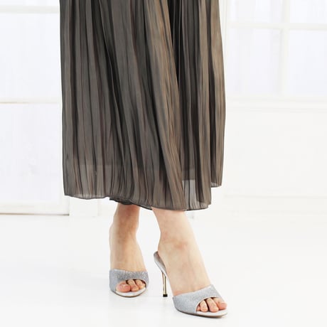 スパイクヒールミュールサンダル/Spike heel mule sandals L0217 (SILVER）