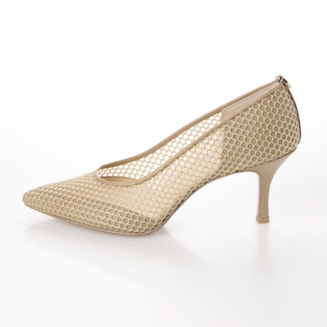 メッシュチュールポインテッドパンプス/Mesh tulle pointed pumps L0239（BEIGE）