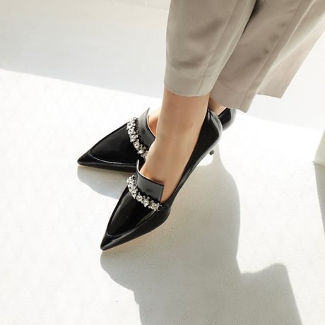 ビジューヒールローファー/Bijou heel loafer L0265 (BLACKG)