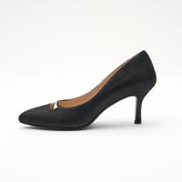 メタルプレート付ポインテッドパンプス/Metal plate pointed pumps L0282 (BLACK)