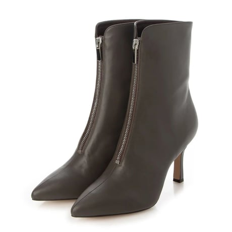 ポインテッドフロントジップショートブーツ/ Pointed front zip short boots L0246（GREIGE）
