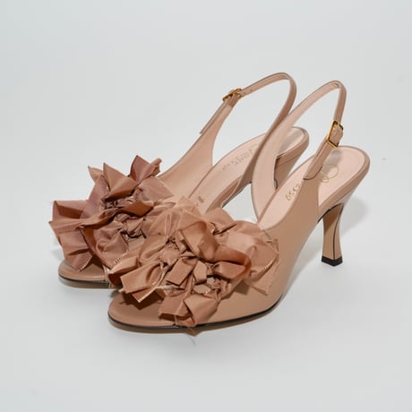 ランダムボリュームサテンリボンバックスリングサンダル/random volume satin ribbon back sling sandals L0281(LATE)