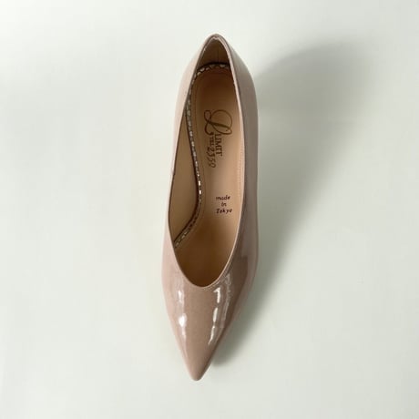 ポインテットトゥ グリッターヒール エナメルパンプス / Pointed-toe glitter heel enamel pumps L0244 (P.BEIGE/E）