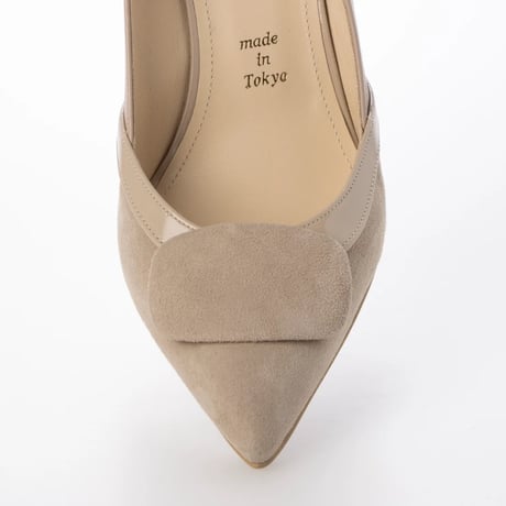 革巻プレートポインテットトゥデザインピンヒールパンプス/Leather plate pointed toe stiletto heel pumps L0258 (BEIGE)