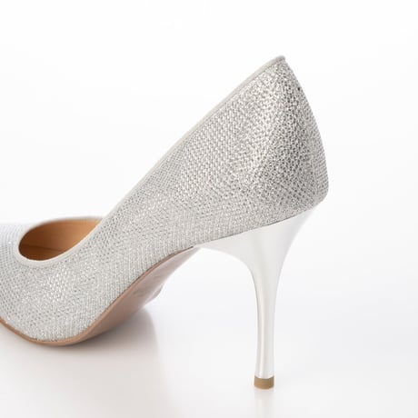 グリッターメッシュメタルヒールパンプス 9cm/Glitter mesh metal heel pumps L0235 （SILVER）