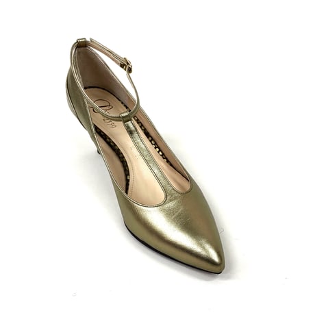 Tストラップ ポインテットグリッターヒールパンプス/T-strap pointed toe glitter heel pumps L0111A (GOLD/M)