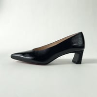 ポインテットトゥ グリッターヒール エナメルパンプス / Pointed-toe glitter heel enamel pumps L0244 (BLACK/E）