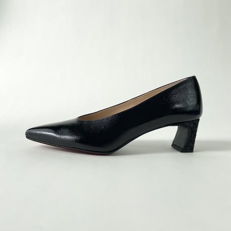 ポインテットトゥ グリッターヒール エナメルパンプス / Pointed-toe Glitter Heel Enamel Pumps L0244 （BLACK/E）