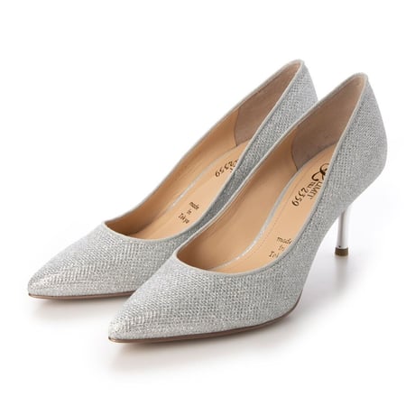 グリッターメッシュメタルヒールパンプス 7cm/Glitter mesh metal heel pumps L0234 (SILVER）