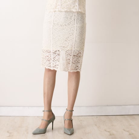 ポインテッドトゥストラップヒールパンプス / Pointed toe strap heel pumps L0211 (L.GREEN）