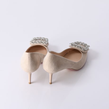 ビジューバックルヒールパンプス / Bijou buckle heel pumps L0221（P.BEIGE/S）