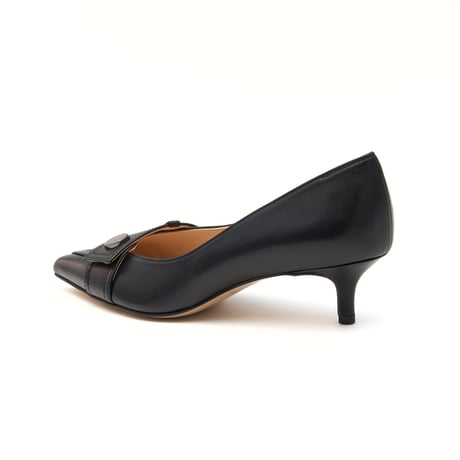 メタルボタンモチーフポインテットパンプス/Metal button motif pointed pumps L0283 (BLACK)