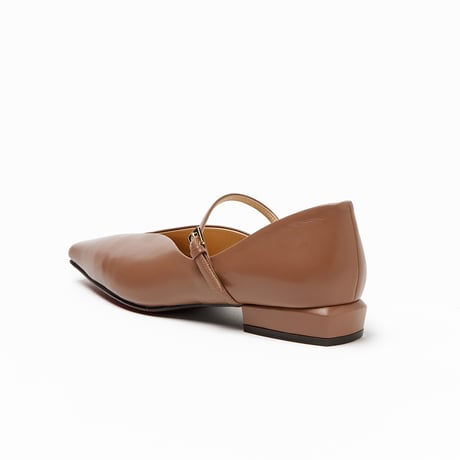 Vカットメリージェーンフラットパンプス/ V-cut Mary Jane Flat Pumps L0294 (PINK BROWN)
