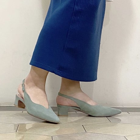 スカラップカットローヒールパンプス / Scallop cut Low Heel Pumps L0208 （L.GREEN）