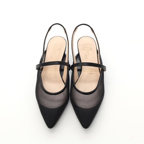 チュールスリングバッグパンプス / tulle slingback pumps L0296 BLACK/C