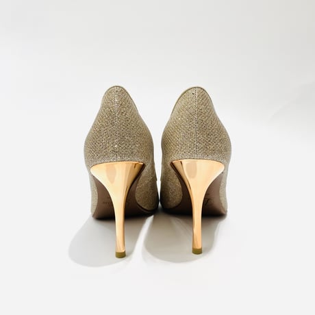 グリッターメッシュメタルヒールパンプス 9cm/Glitter mesh metal heel pumps L0235 (P.GOLD)