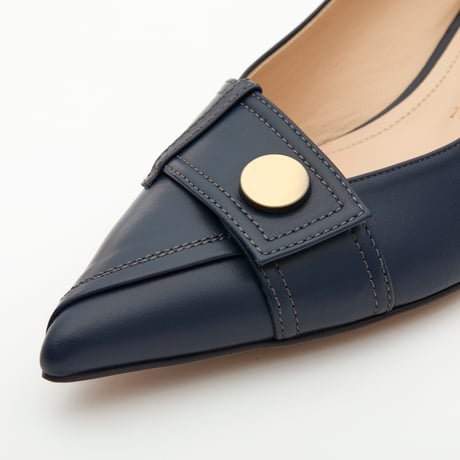 メタルボタンモチーフポインテットパンプス/Metal button motif pointed pumps L0283 (NAVY)