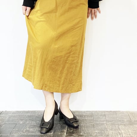 レザーフロントバックルパンプス/Leather front buckle pumps L0226 （BLACK）