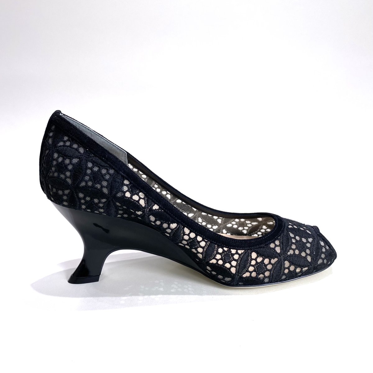 チュールオープントゥウェッジパンプス / Tule open toe wedge