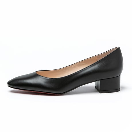 アーモンドトゥローヒールパンプス/Almond toe low heel pumps L0266 (BLACK)