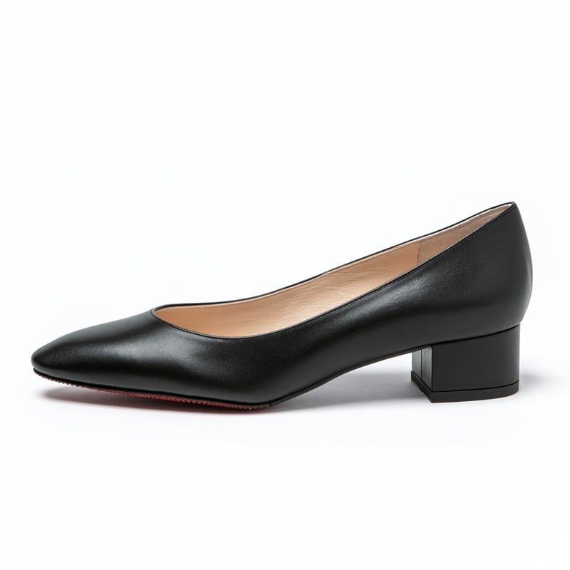 エナメル　パンプス ローヒール機能 アーモンドトゥ 天然皮革　ブラック po-ptn211_01.jpg