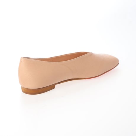 スクエアVカットフラットシューズ / Square v-cut flat shoes L0205（BEIGE）