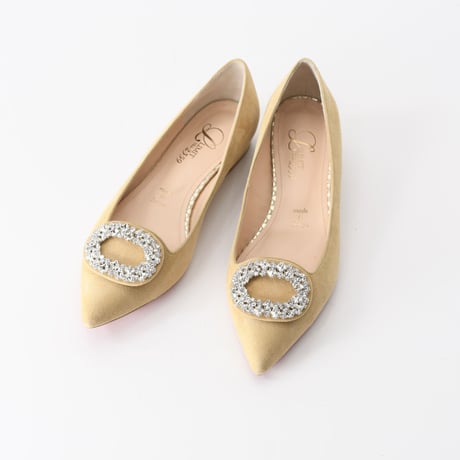 ビジューバックルフラットシューズ / Bijou buckle flat shoes L0223（BEIGE/S）