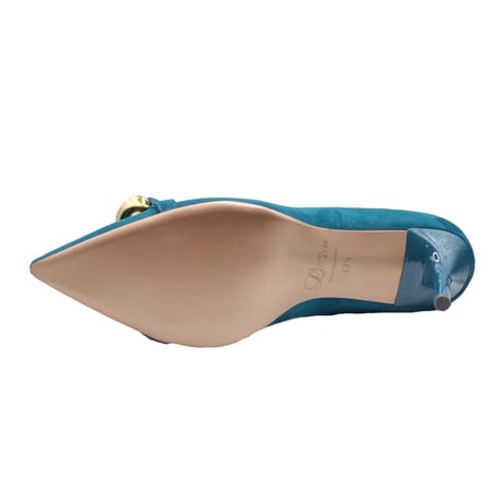 チェーンデザインポインテッドヒールパンプス/Chain design pointed heel pumps L0214 (GREEN/S）