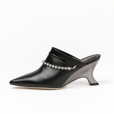 ダイヤレーンメタリックウェッジヒールミュール/Dialane metallic wedge heel mule L0269 (BLACK)