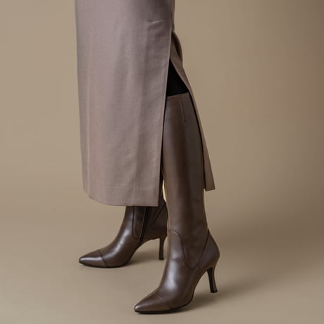 ポインテッドトゥロングブーツ/Pointed toe long boots L0232（BLACK）