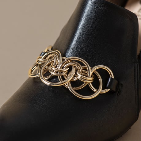 チェーンデザインシャーリングヒールパンプス/Pointed Toe Ring Chain Design Shirring Heel Pumps L0236（BROWN）