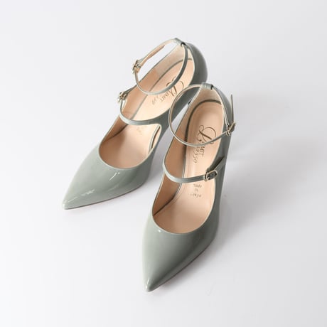 ポインテッドトゥストラップヒールパンプス / Pointed toe strap heel pumps L0211 (L.GREEN）