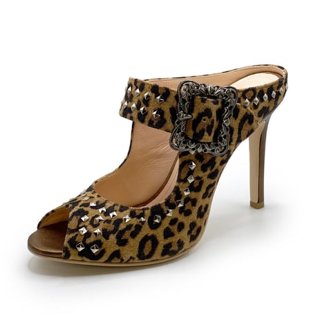 オープントゥスタッズドミュール  / Open toe studded mules L0180 (LEOPARD）