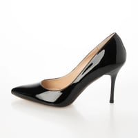 ポインテッドトゥエナメルヒールパンプス/Pointed toe enamel heel pumps L0209E (BLACK/E）